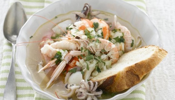 Zuppa di crostacei e seppie alla bosana