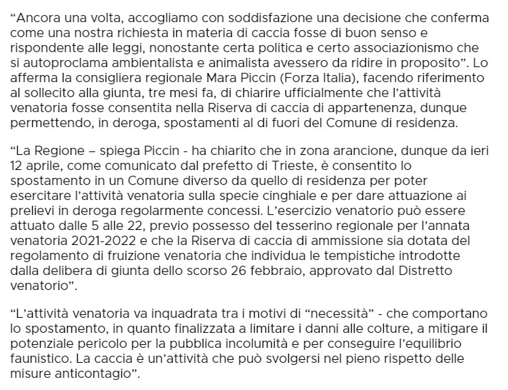 Immagine-2021-04-13-194521 Friuli: Caccia al cinghiale consentita in zona arancione, permessi gli spostamenti fuori dal Comune.